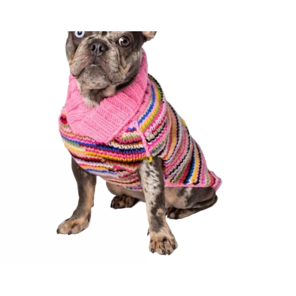 NEW CHILLY DOGS multi colored dog sweater in pink